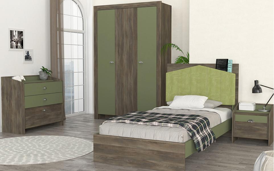 Jugendzimmer Set Bett Nachttisch Kleiderschrank Kommode Kindermöbel 4tlg