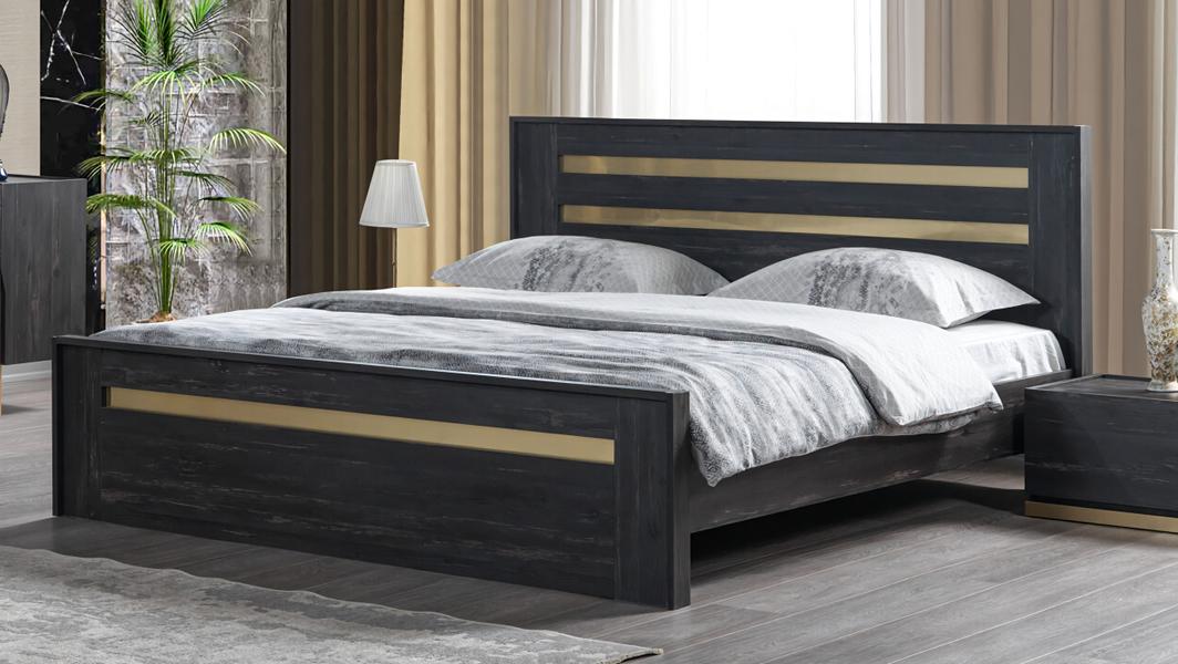 Doppelbett Bett Schlafzimmer 160сm Matratze Schwarz moderner Stil Hochwertig