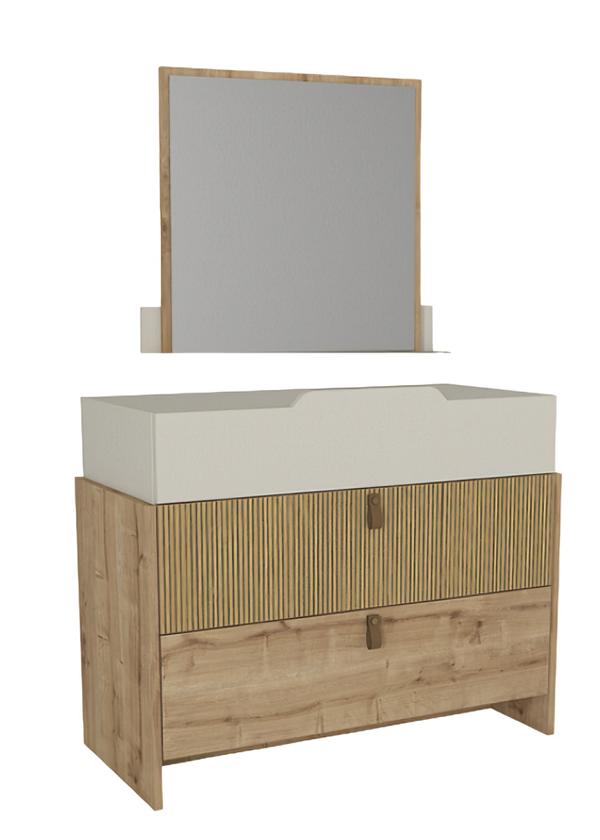 Jugendzimmer Luxus Kommoden mit Spiegel Beige Moderne Möbel stilvolles 2tlg
