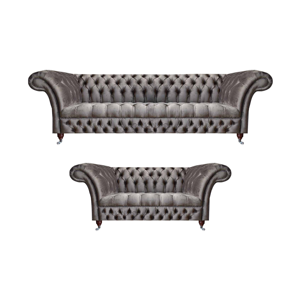 Luxuriöse 2x Sofa 3+2 Sitzer Textil Polstermöbel Grau Sofagarnitur Wohnzimmer