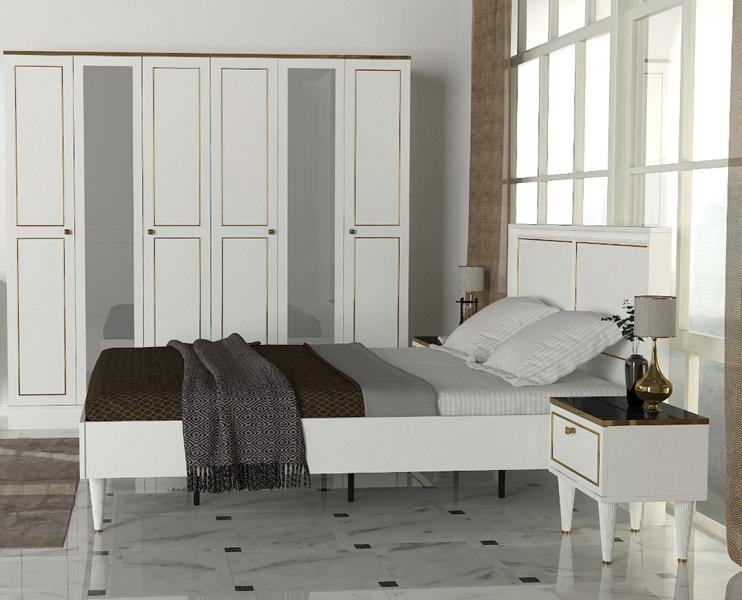 Modern Schlafzimmereinrichtung Schlafzimmer Set Komplettschlafzimmer Weiß 4tlg