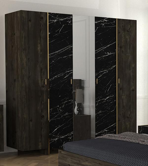 Kleiderschrank Schlafzimmer Spiegelschrank Schrank 5 türige Schränke Möbel 204cm