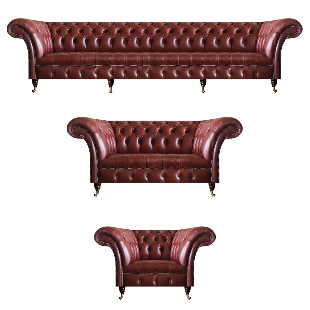 Chesterfield Polstermöbel Braun Komplett Sofagarnitur 3tlg Wohnzimmer