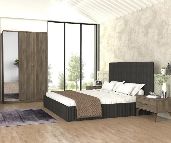 Modern Schlafzimmereinrichtung Schlafzimmer Set Komplettschlafzimmer Braun 4tlg