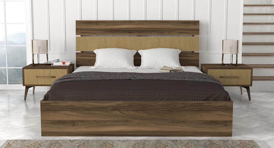 Schlafzimmer Schlafzimmereinrichtung Möbel Bett Nachttische weiß 3tlg
