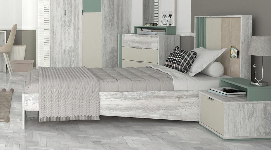 Jugendzimmer 2tlg Set Bett Nachttisch Möbel Kindermöbel Stil Kinderzimmer