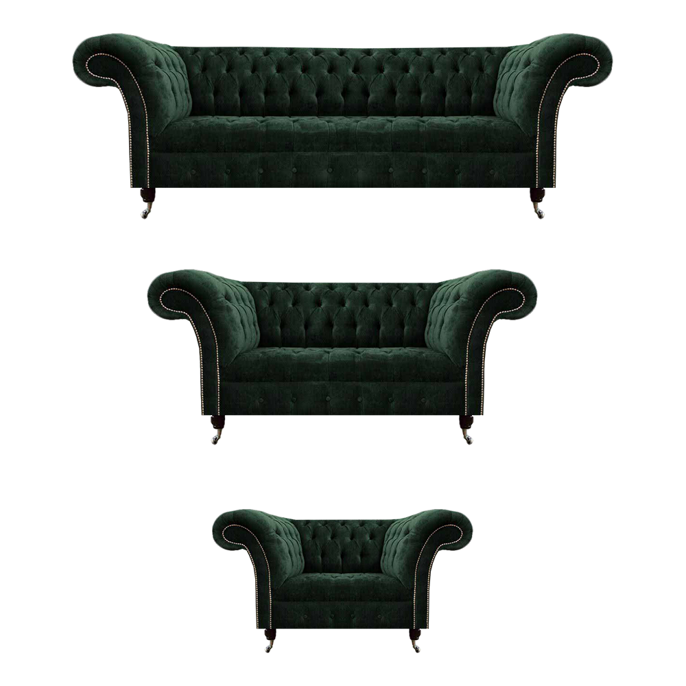 Wohnzimmer Grün Luxuriöse Textil Sofas Komplett 3tlg Chesterfield Polstermöbel
