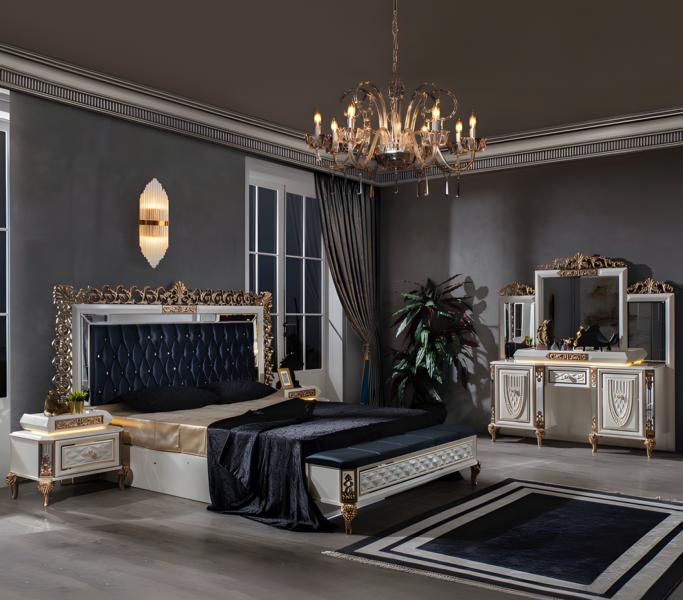 Klassische Schlafzimmer Kombination Einrichtung Ausstattung Bett Kommode 4tlg.