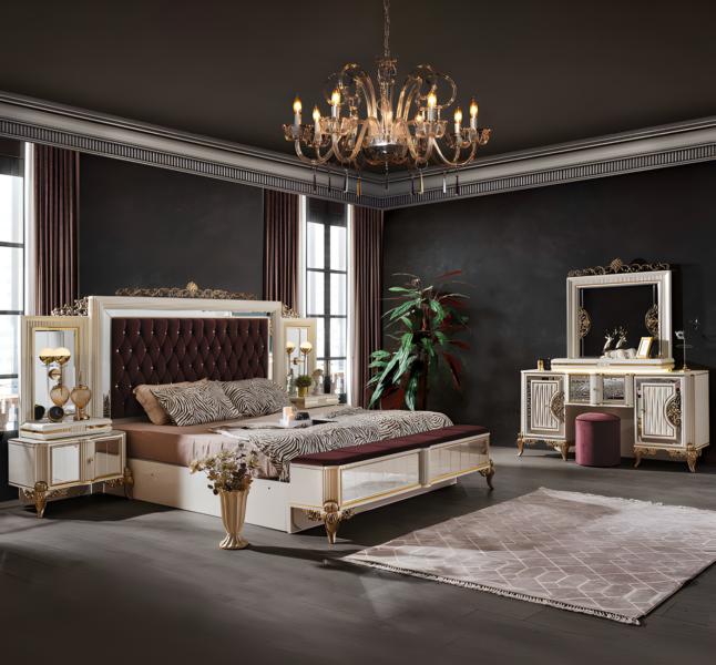 Klassische Schlafzimmer Ausstattung Kombination Einrichtung Bett Kommode 4tlg.