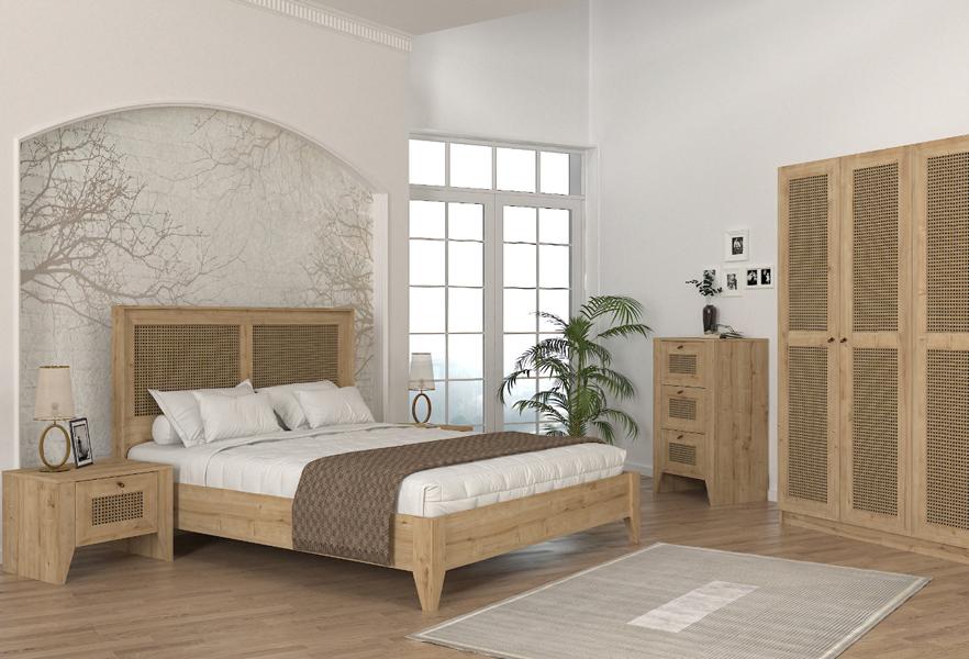 Schlafzimmer Set komplett Schrank Bett Kommode Nachttische Braun 5tlg