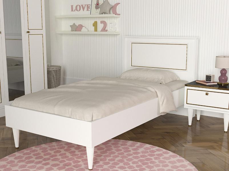 Doppelbett Bett Schlafzimmer 90х190сm Matratze Grau moderner Stil Holz