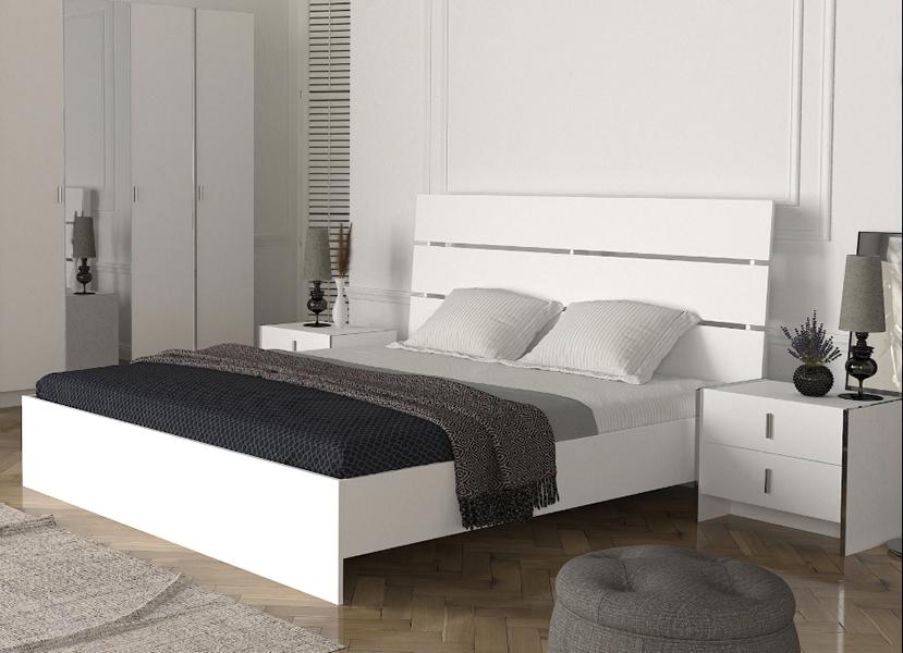 Luxus Bett Schlafzimmer Möbel 2x Nachttische Set Einrichtung Betten Weiß 3tlg.
