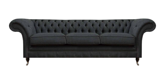 Robuste Chesterfield Graue Couch Wohnzimmer Dreisitzer Textil Möbel