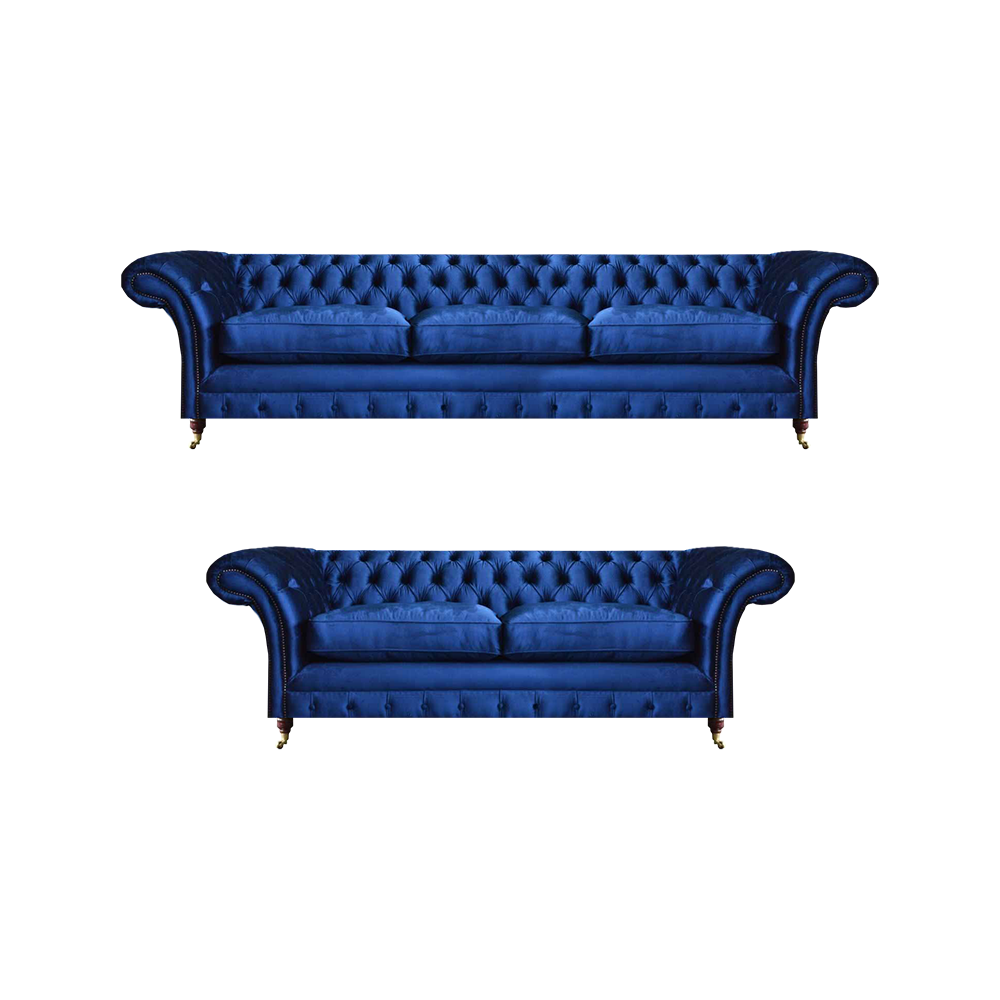 Modern Sofa Komplett Sofa Dreisitzer mit Zweisitzer Couch Sitzmöbel Chesterfield