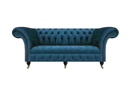 Blau Textil Chesterfield Dreisitze Sofa Couch Sitzmöbel Designer Modern Neu