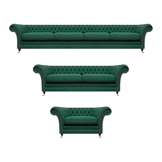 Polstermöbel Chesterfield Grün Sofagarnitur 3tlg Wohnzimmer Komplett Möbel