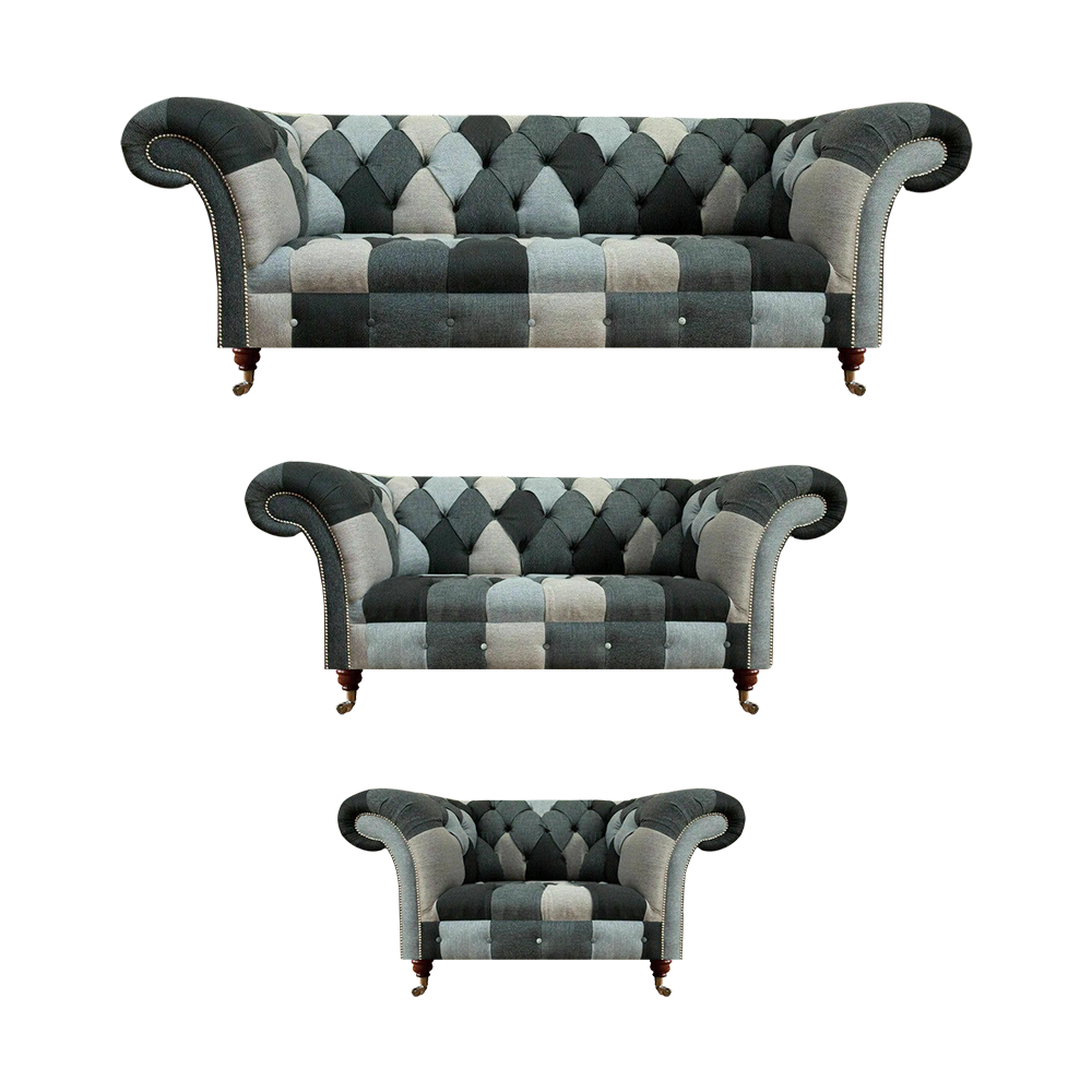 Polstermöbel Mehrfarbig Sofa Set 3tlg Wohnzimmer Einrichtung Sitz Chesterfield