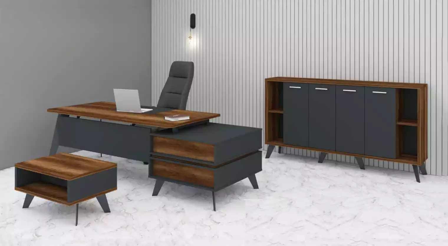 Büromöbel Komplettes Set 3tlg Arbeitszimmermöbel Schreibtisch Schrank