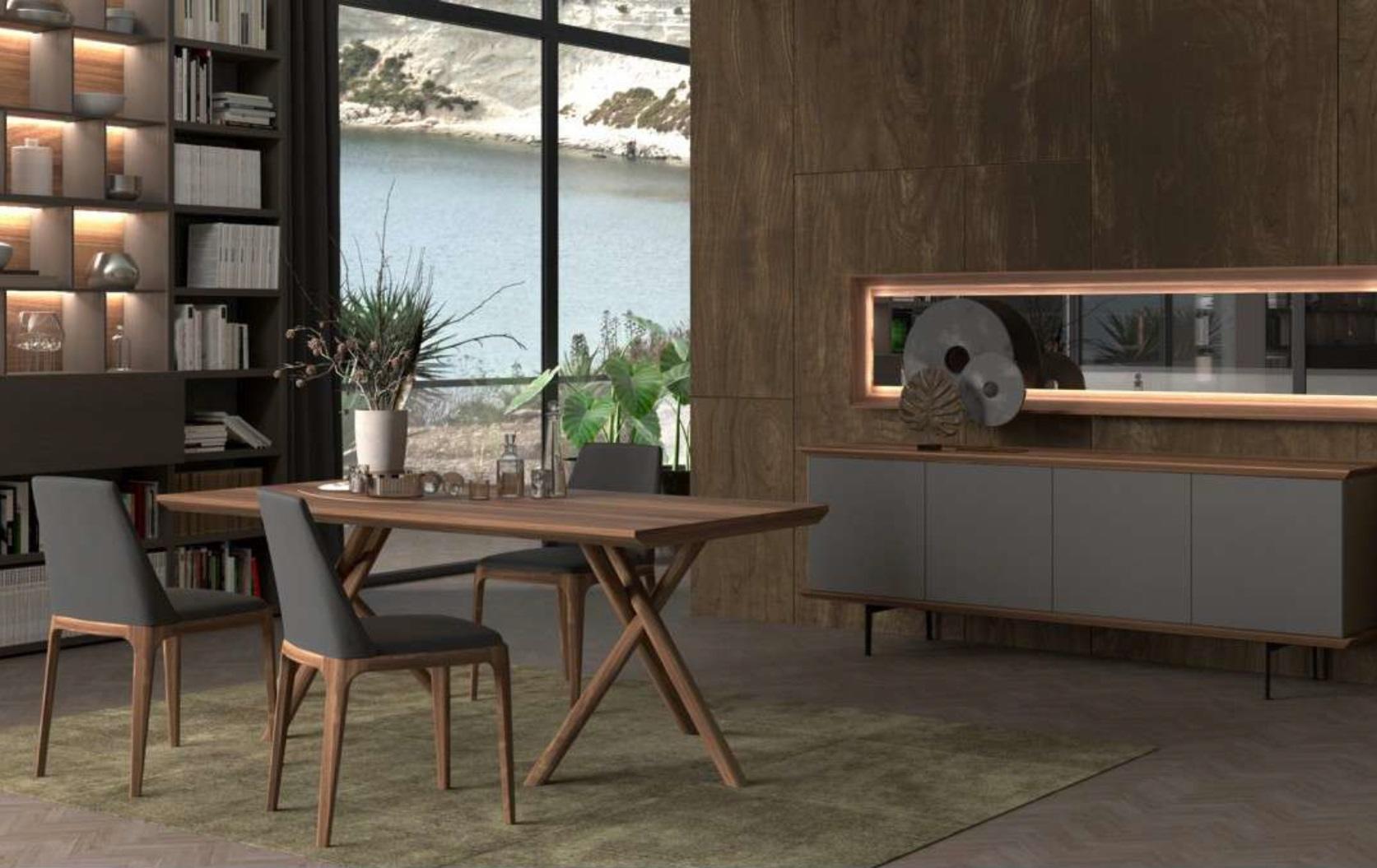 Holzmöbel Esszimmergarnitur Luxus Set Esstisch Stühle Anrichte Spiegel