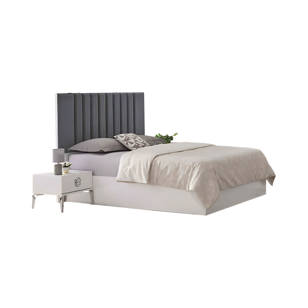 Schlafzimmer Garnitur Doppelbett Bett Nachttische Set 3tlg Weiß Modern