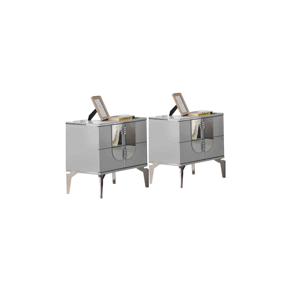 Nachttische Nachtkommoden Grau Tische Schlafzimmer Set 2tlg Nachttisch Set