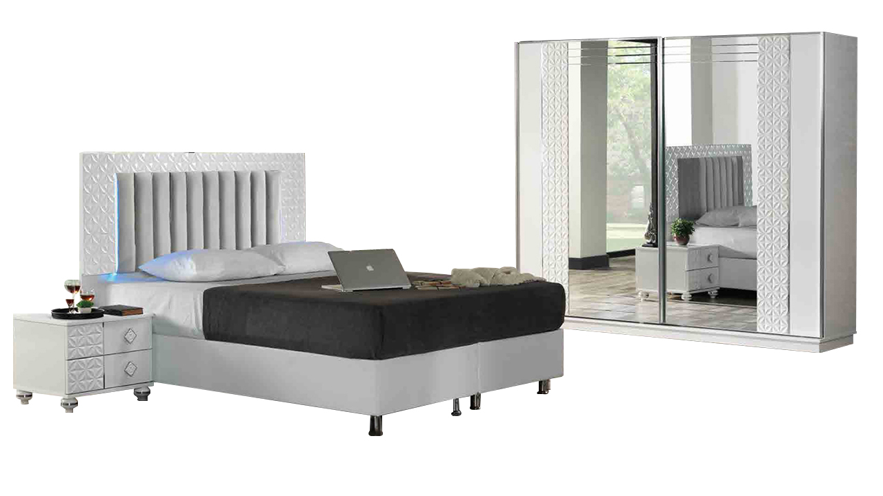 Doppelbett Schlafzimmer Komplette Nachttische 4tlg Weiß Schrank