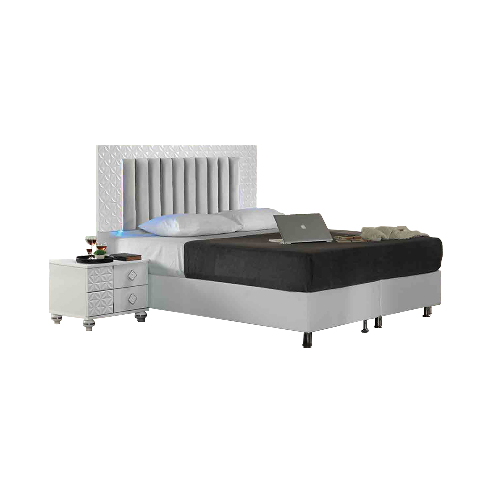 Schlafzimmer Garnitur Doppelbett Nachttische Bett 3tlg Weiß Luxus Set
