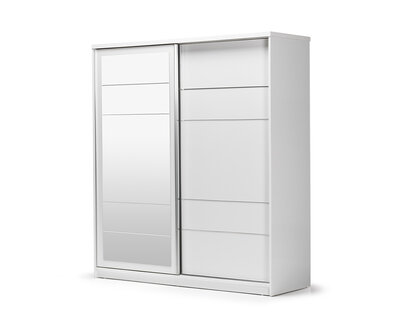 Holzschrank Schrank Kleiderschrank Anbauschrank Spiegel Holz Weiß