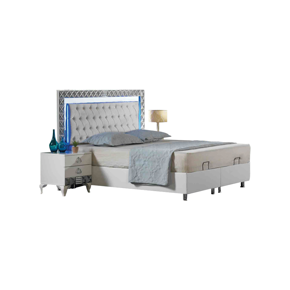 Schlafzimmer Garnitur Doppelbett Nachttische Bett 3tlg Weiß Luxus Set
