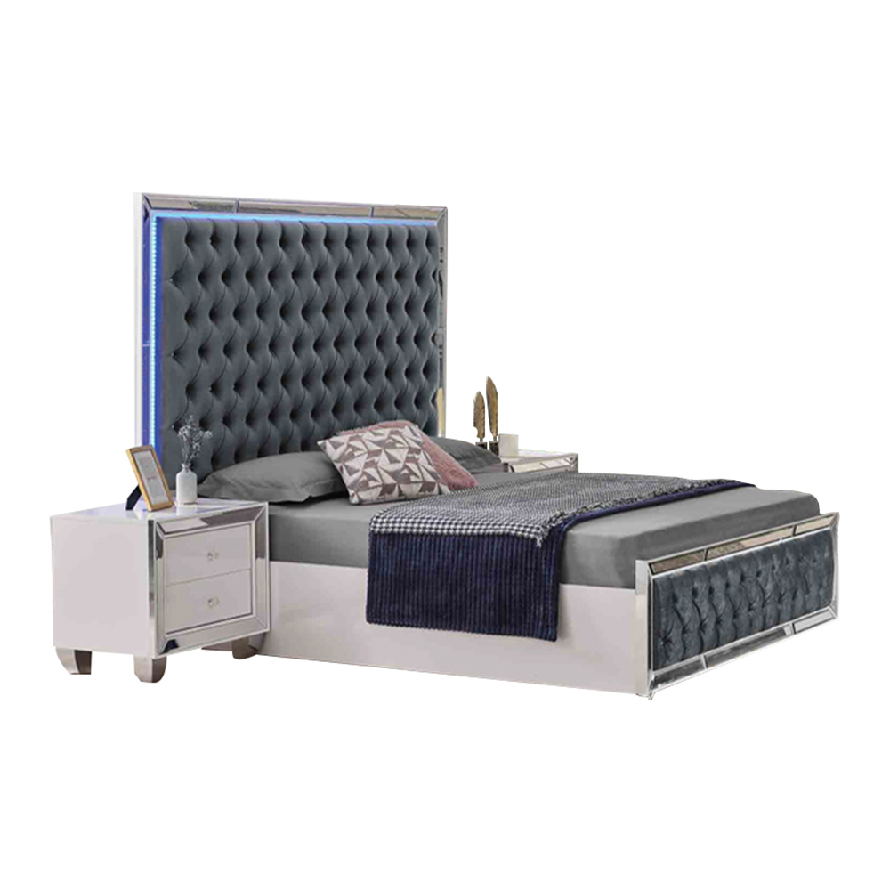Bett mit Nachttischen Komplettes Schlafzimmer Grau Bett Nachttische 3tlg