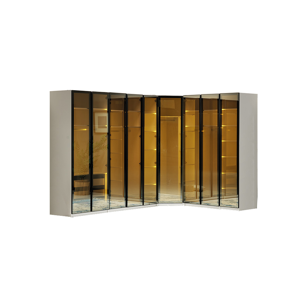 Kleiderschrank Eckkleiderschrank Schrank Schlafzimmer Glasschrank Modern Loft