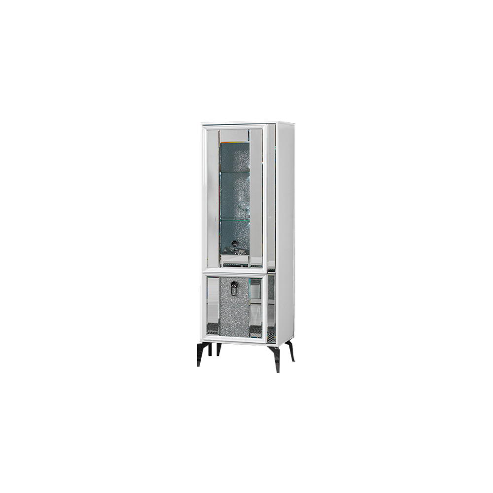 Holzschrank Vitrine Schrank Weiß Standvitrine Anrichte Schaukasten Glasschrank