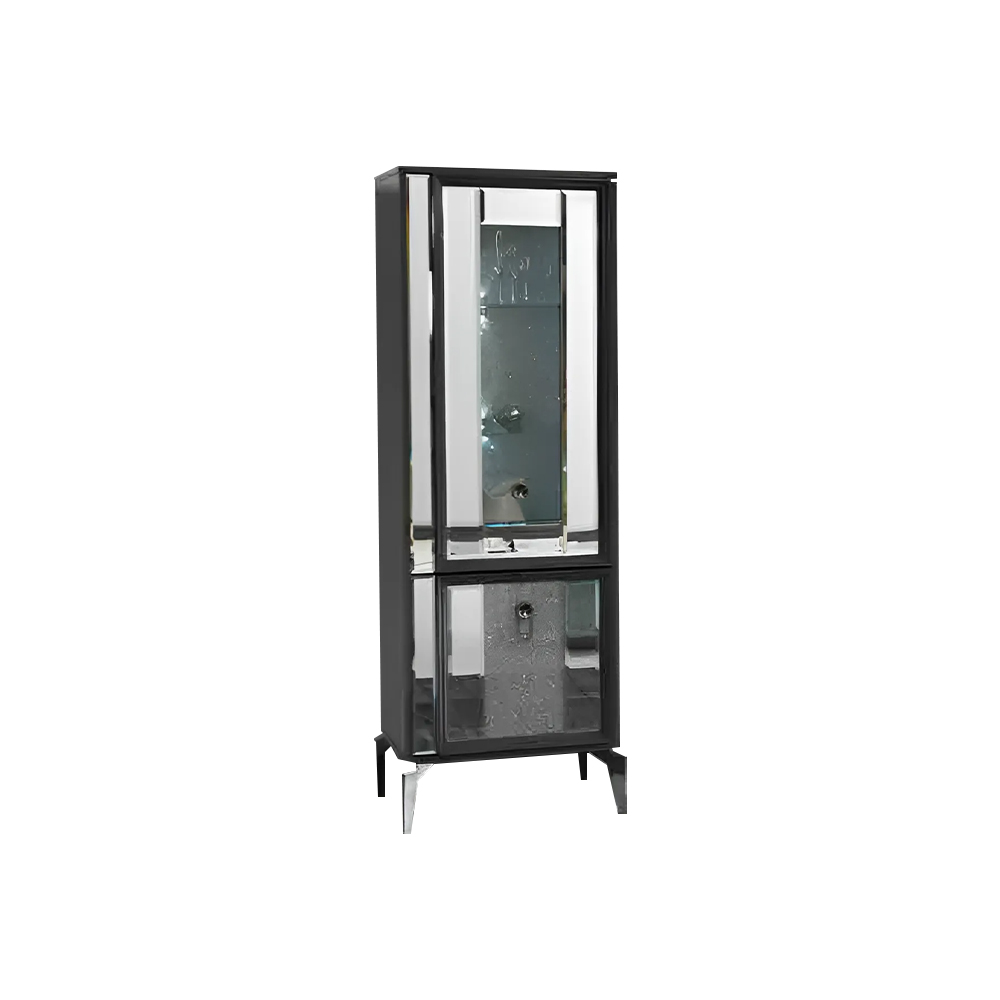 Vitrine Schrank Holzschrank Grau Standvitrine Anrichte Schaukasten Glasschrank