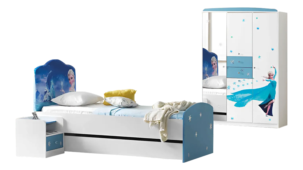 Komplette Etagenbett Kinderzimmer Bett Schrank Nachttisch 3tlg Blau