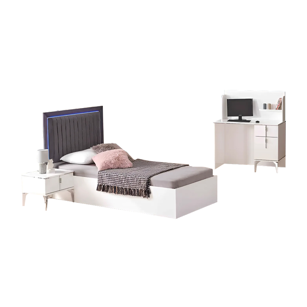 Schlafzimmer Jugendzimmer Set Kinderzimmer Bett Nachttisch Schreibtisch 3tlg