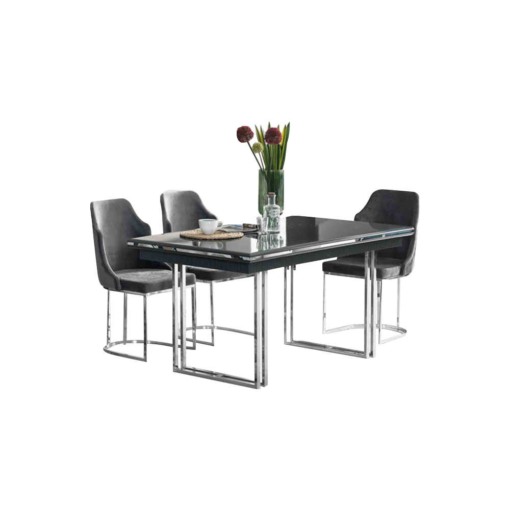 Komplettes Esszimmer Esstisch Essgruppe Stuhlgruppe Stühle Grau 7tlg Tisch Luxus