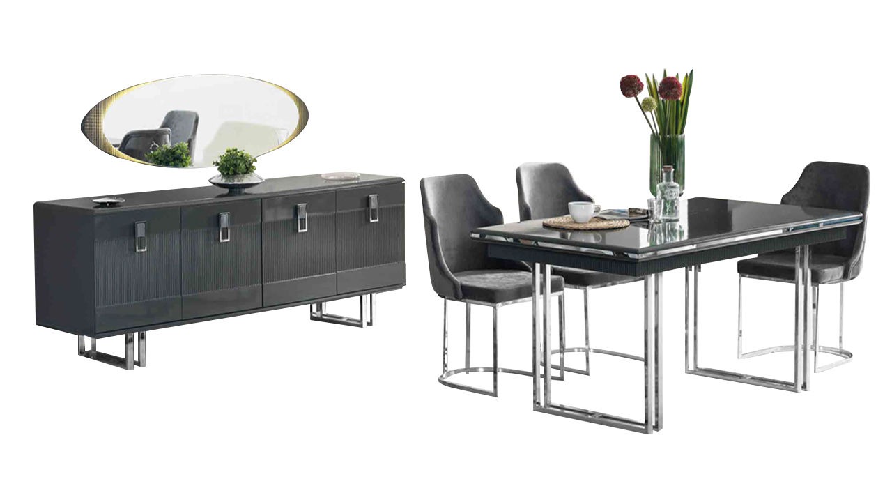 Esszimmertisch Esstischgruppe Garnitur Tisch Stühle Set Essgruppe Kommode 7tlg.