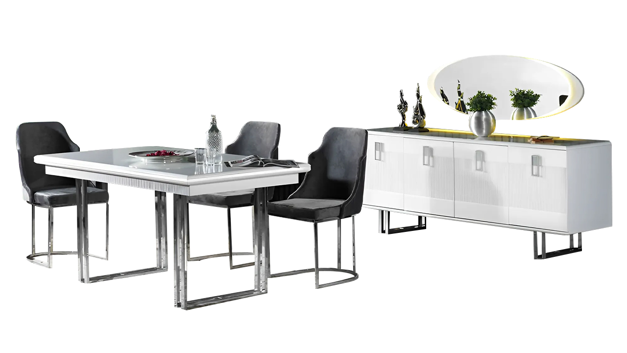 Esszimmertisch Esstischgruppe Tisch Stühle Set Essgruppe Kommode Garnitur 7tlg.