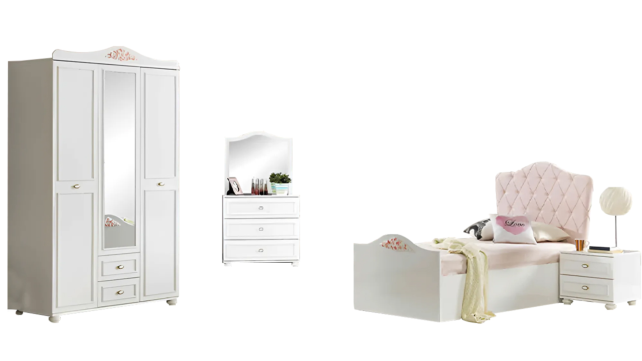 Jugendzimmer Einrichtung Schlafzimmer Möbelset Kinder Kombination 4tlg
