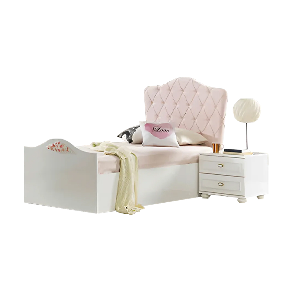 Kindermöbel Kinderbett Kinderzimmer Nachttisch Holz Rosa Bettrahmen