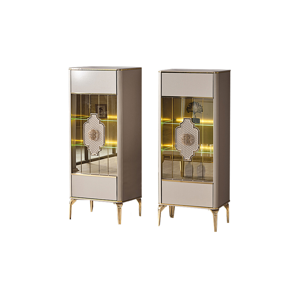 Komplette Schaukasten Vitrine Schrank Holz Beige Glasvitrine 2tlg