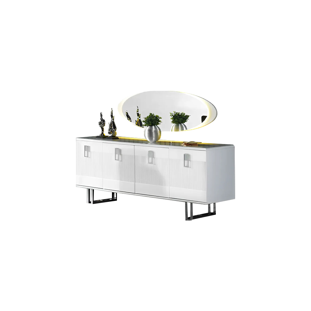 Sideboard mit Spiegel Anrichte Schrank Kommode Esszimmer Weiß Tisch