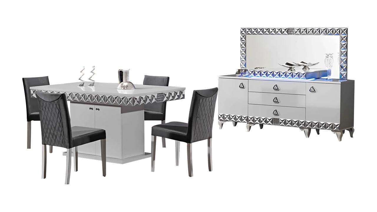 Esszimmermöbel Esszimmer Esstisch Essgruppe Stühle Weiß 9tlg Tisch