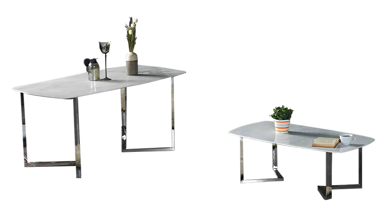 Garnitur Esstisch Couchtisch Esszimmertisch Essecke Tisch Marmor Weiß