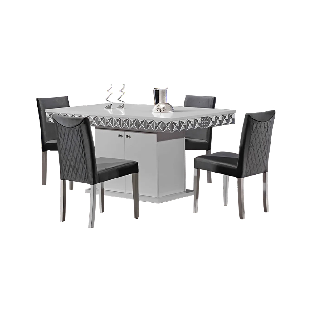 Komplette Esszimmer Esstisch Essecke Essgruppe Stühle Weiß 5tlg Tisch