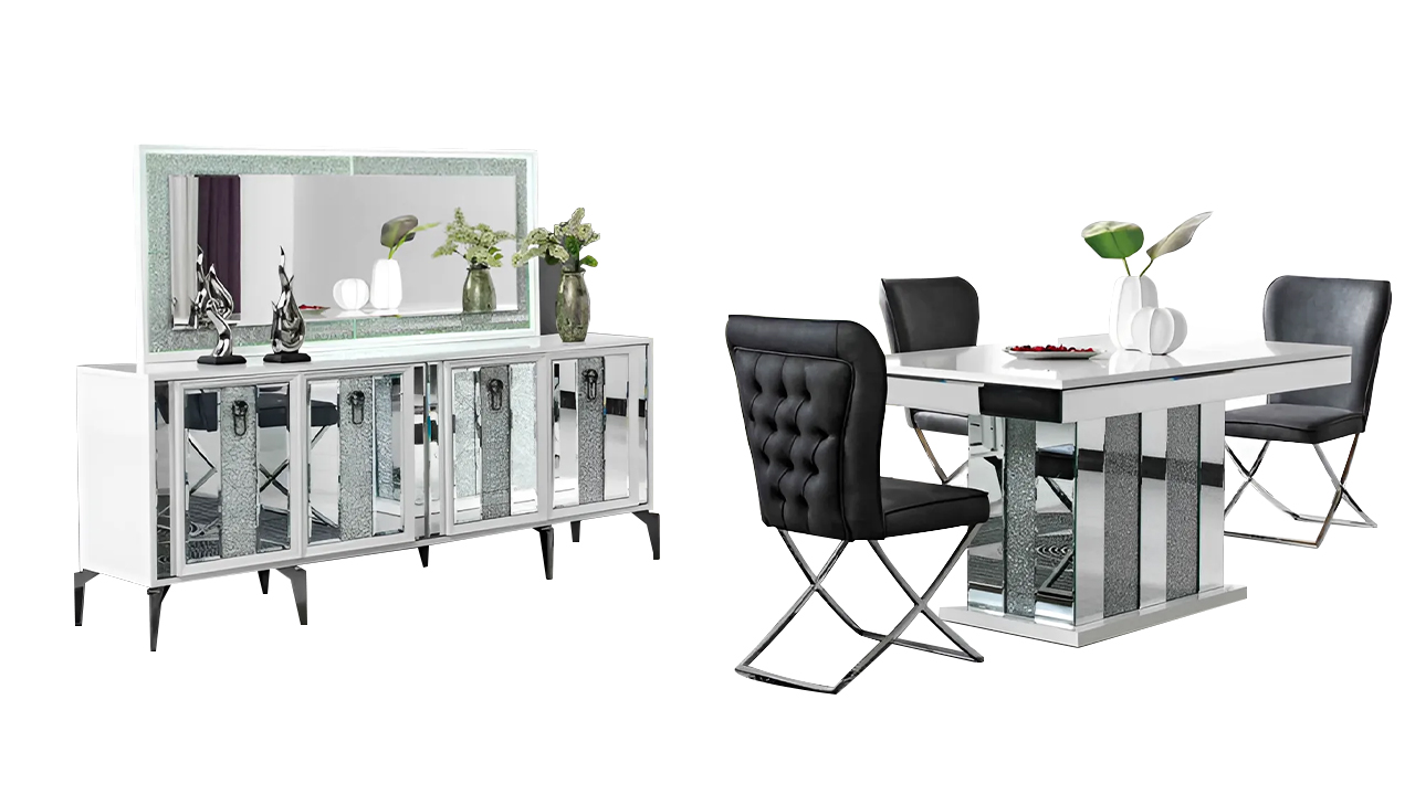 Esszimmermöbel Esstisch Stühle Essgruppe 7tlg Esszimmer Essecke Weiß
