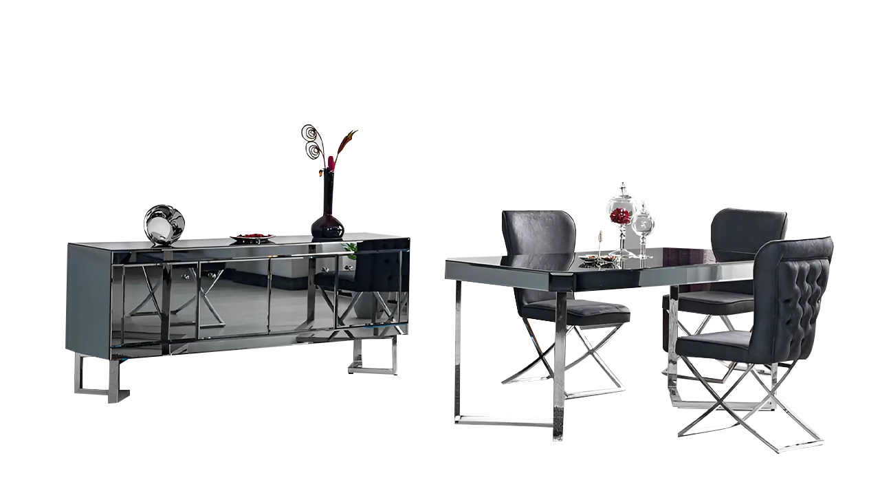Komplette Esszimmer Esstisch Stühle Sideboard Grau Tisch Set 6tlg