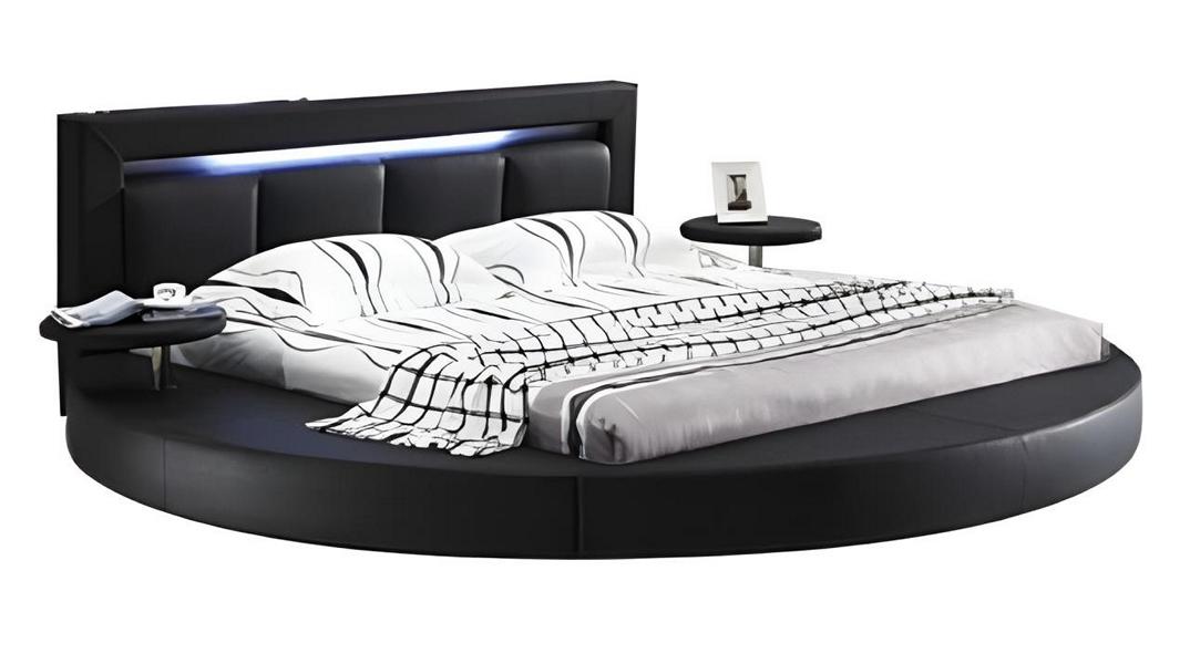 Bett Schlafzimmer Schwarz Designer Luxus LED-Licht Komplett Doppelbett Hotel Neu