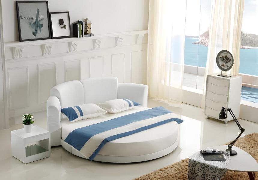 Rundes Bett LED Licht Moderne Schlafzimmer 180x200 Rundbetten Betten Ehebett
