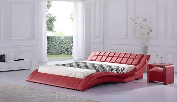 Bett Rot Schlafzimmer JV Möbel Liegefläche 180x200 Schlafzimmer Kunstleder Neu